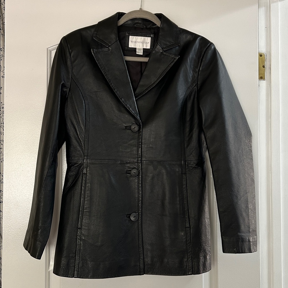 Worthington Black Leather Women’s Blazer